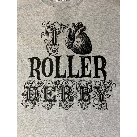 I Heart Roller Derby T-Shirt Youth L New Graphic Tee Custom Ink Tag Attached - Picture 11 of 14